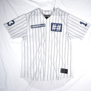 Been Trill Baseball Jersey White Pinstripe Mens Medium
